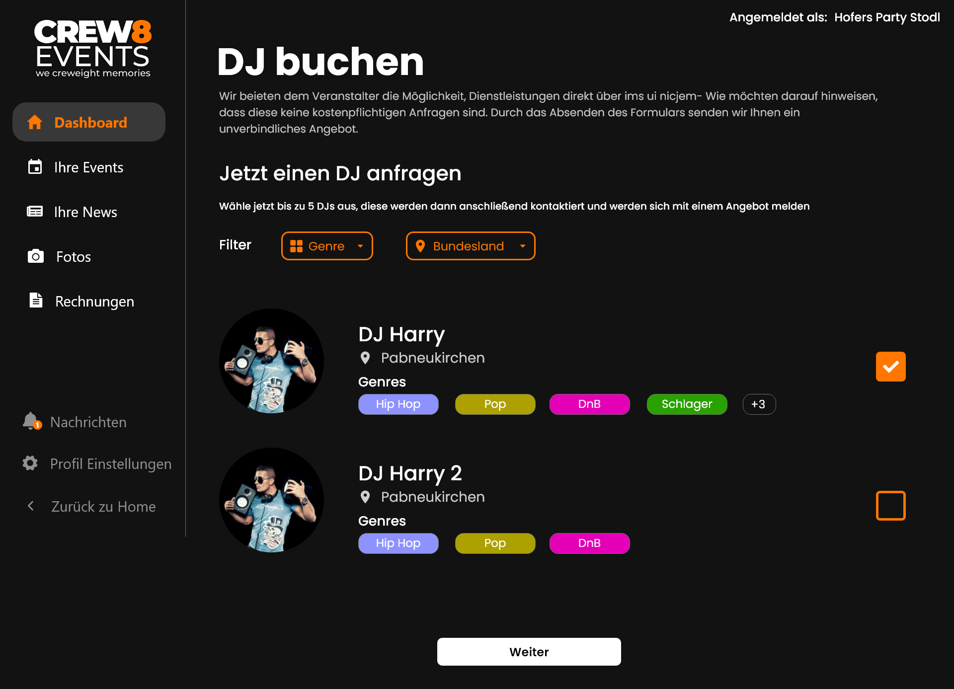 DJ Anfragen